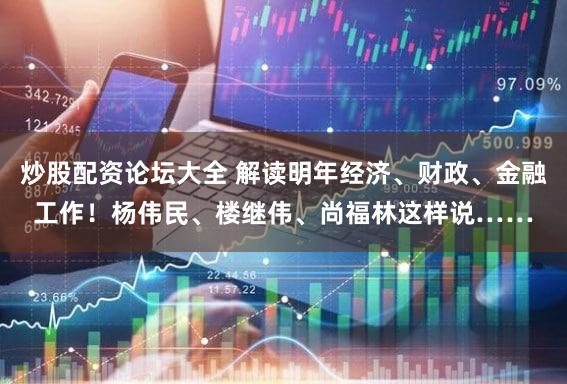 炒股配资论坛大全 解读明年经济、财政、金融工作！杨伟民、楼继伟、尚福林这样说……