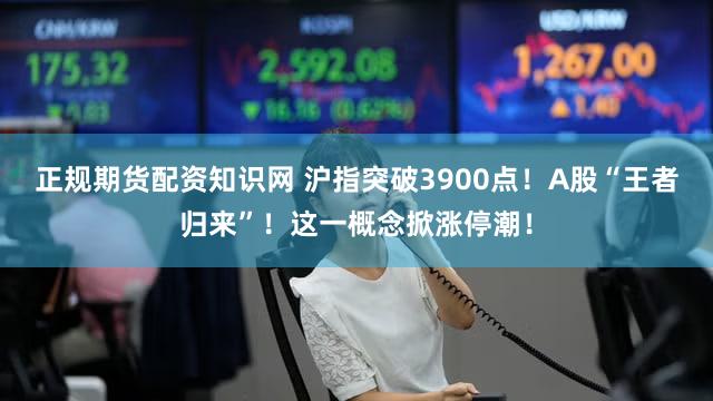 正规期货配资知识网 沪指突破3900点！A股“王者归来”！这一概念掀涨停潮！