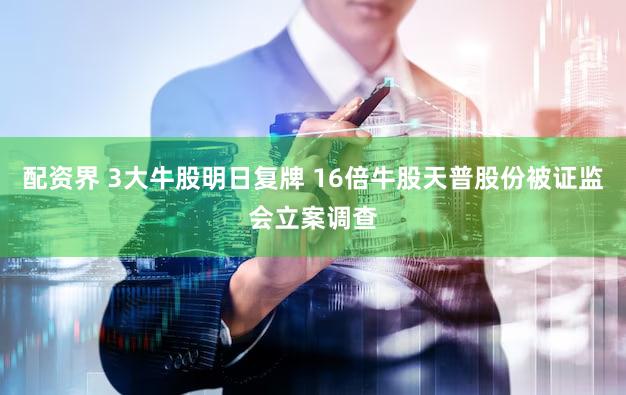 配资界 3大牛股明日复牌 16倍牛股天普股份被证监会立案调查